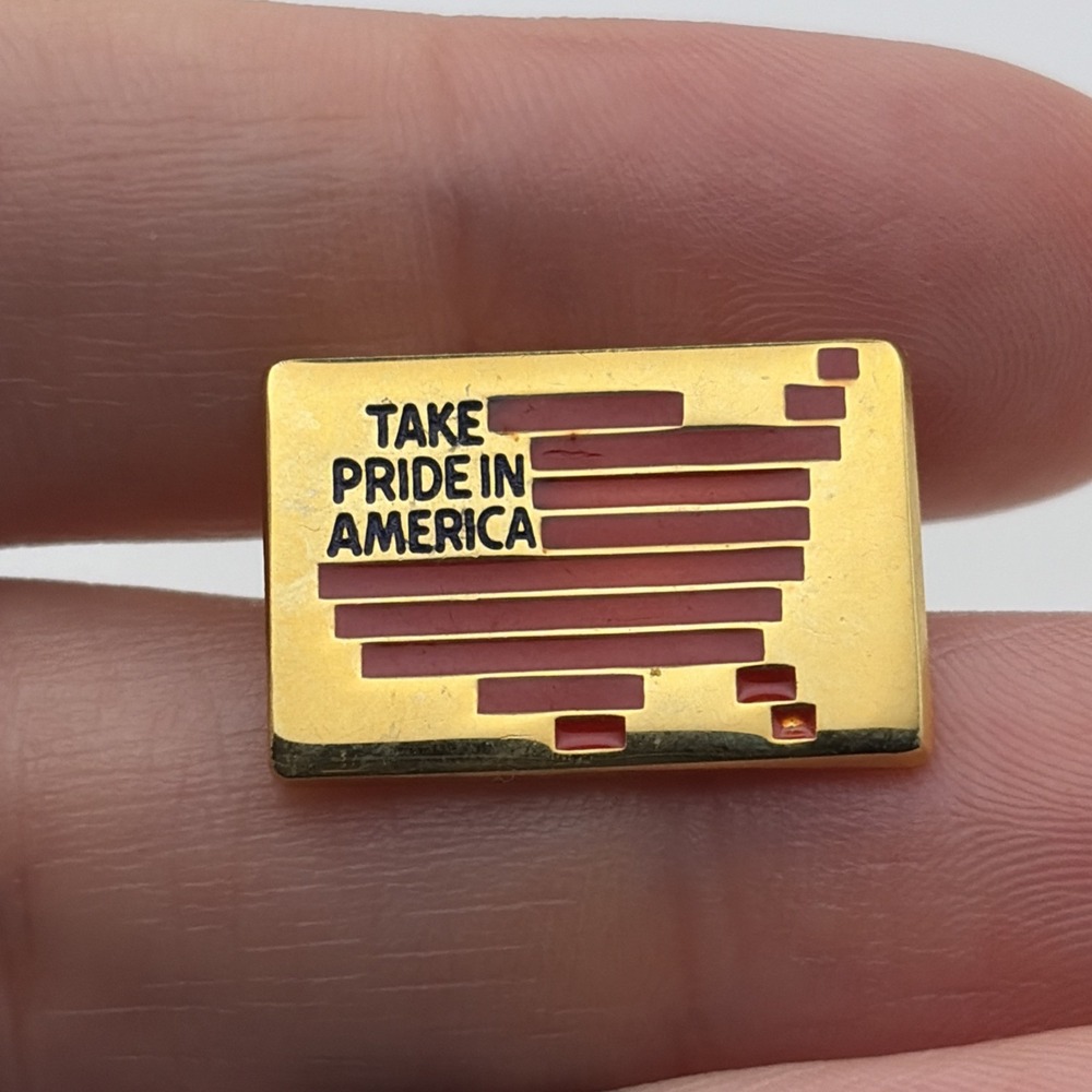 Take Pride In America 24K Gold Filled Lapel Hat Pin Bastian USA Patriotic Pin